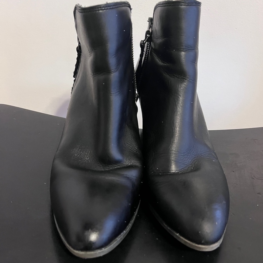 Veronica Frye Black Leather Ankle Booties Size 8.5
